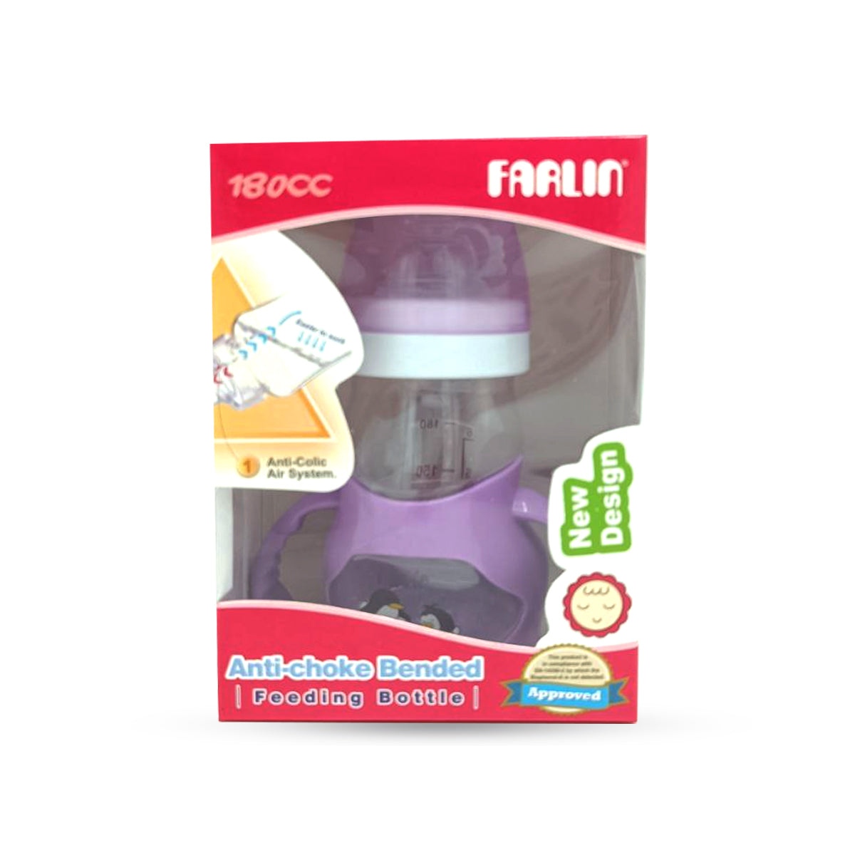 Farlin Angle Feeding Wide Neck Handle Bottle (180ml)