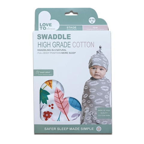 Swaddle + Baby Hat Set (0-18M)