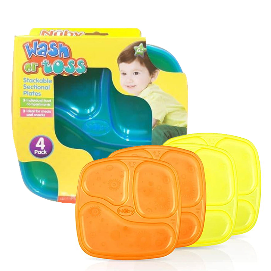 Nuby- Stackble Sectional Plates (4 pack)