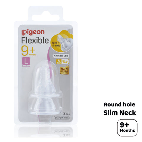 Pigeon - B943 Flexible Slim Neck Nipple Round hole (9M+) 2pcs