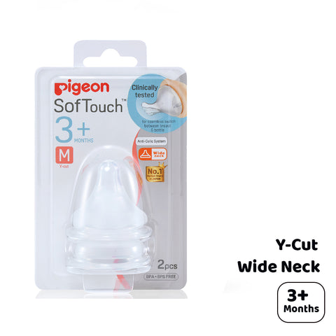 Pigeon - SofTouch Wide Neck Nipple Y-Cut (3M+) 2pcs