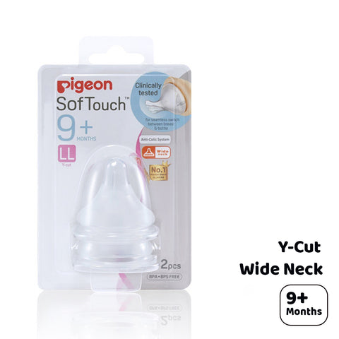 Pigeon - SofTouch Wide Neck Nipple LL Y-Cut (9M+) 2pcs