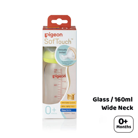 Pigeon -Softouch Nursing Glass Bottle (Wide Neck 0M+) 160ml